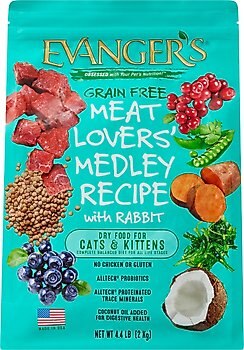 Evanger’s Grain-Free Meat Lover’s Medley With Rabbit Dry Cat Food