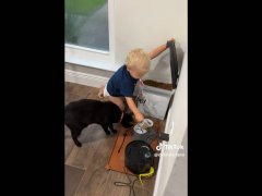 toddler and cat